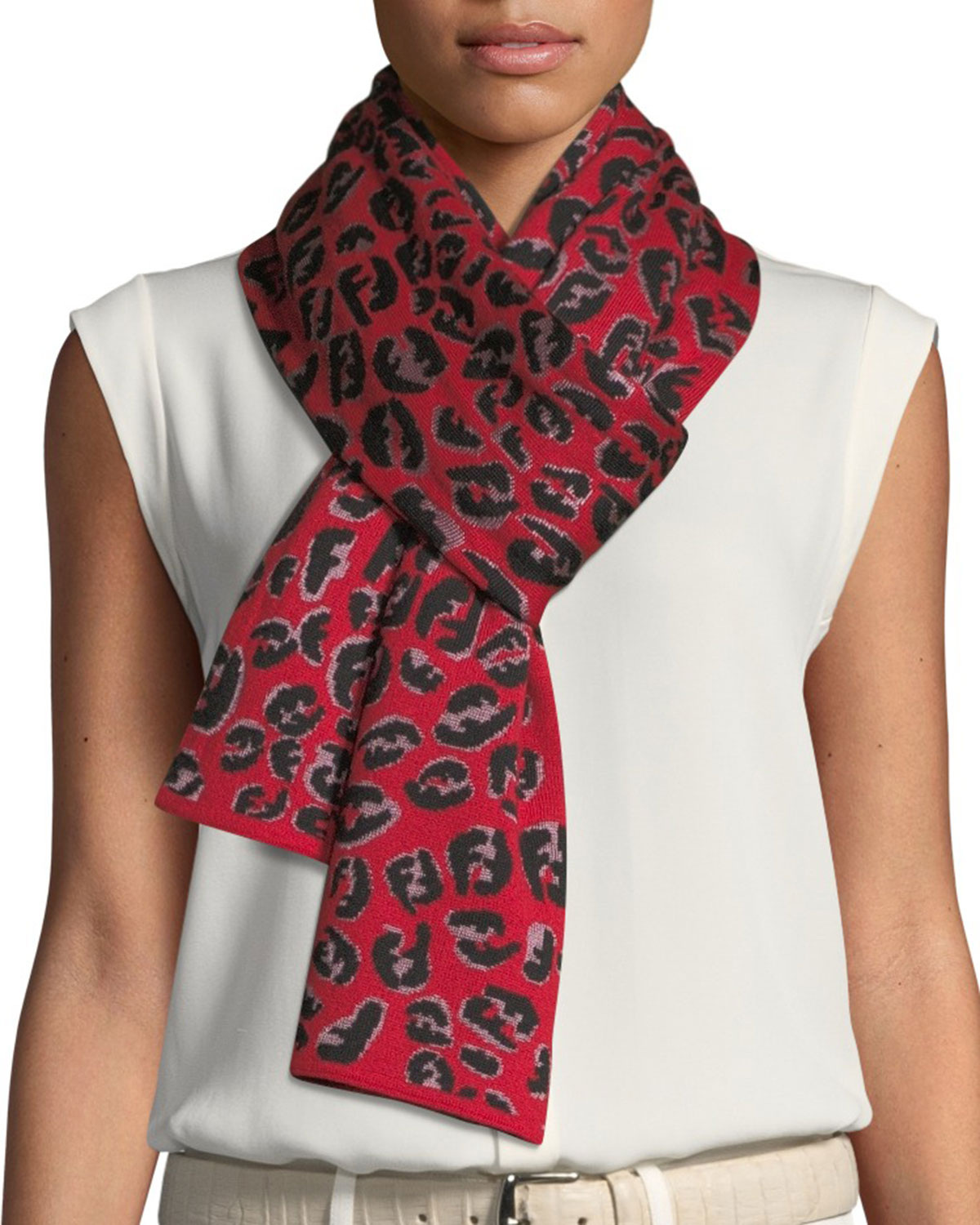 Fendi FF Splash Knit Scarf