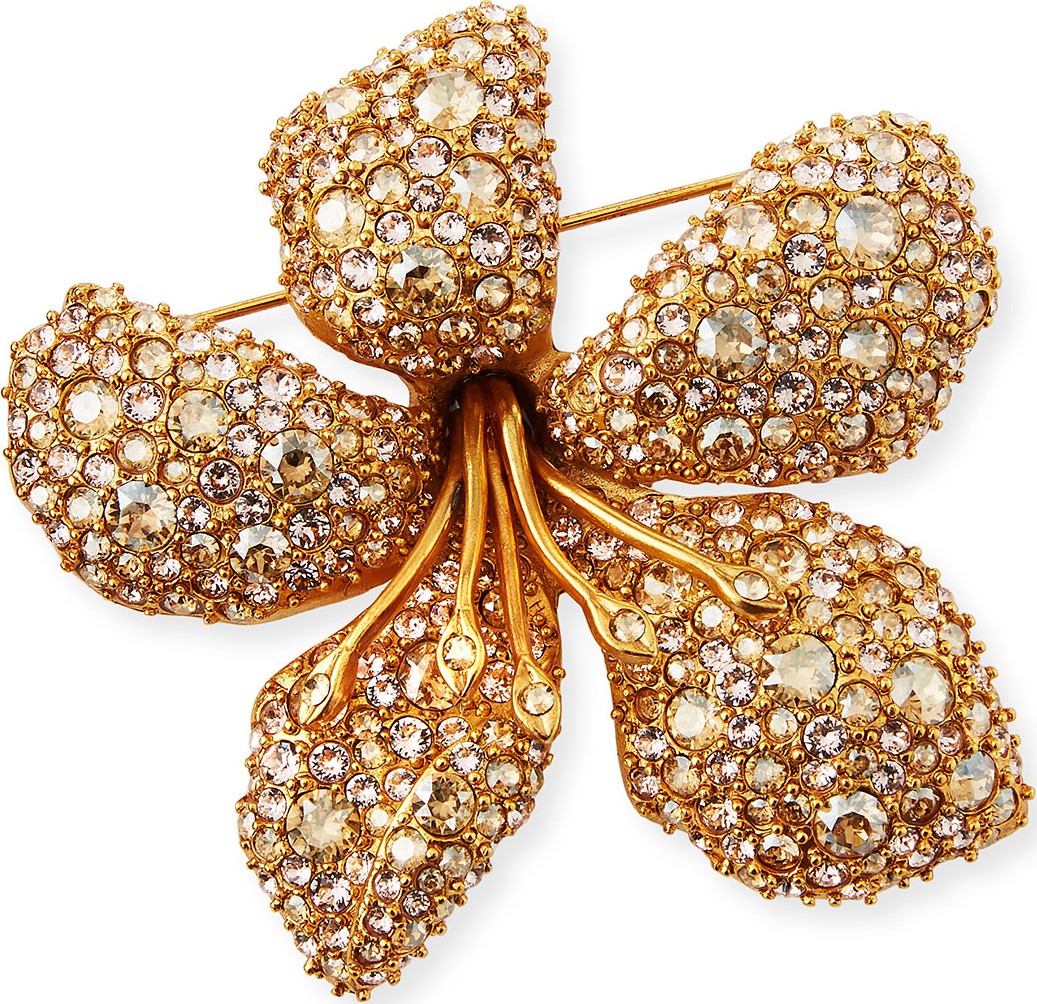 Oscar De La Renta Pave Flower Brooch