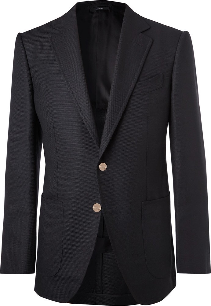 TOM FORD Midnight-Blue O'Connor Slim-Fit Wool and Mohair-Blend Hopsack Blazer