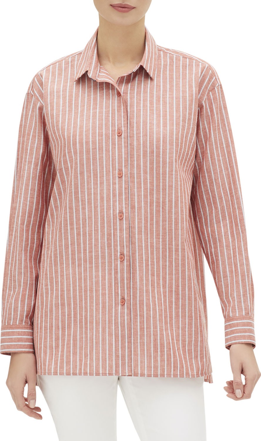 Lafayette 148 New York Everon Riviera-Stripe Button-Down Blouse