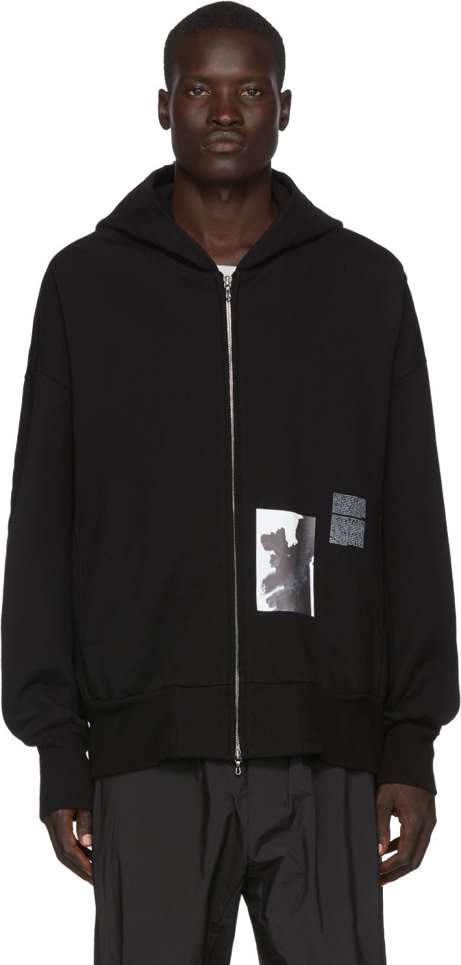 Julius Black Graphic Zip-Up Hoodie