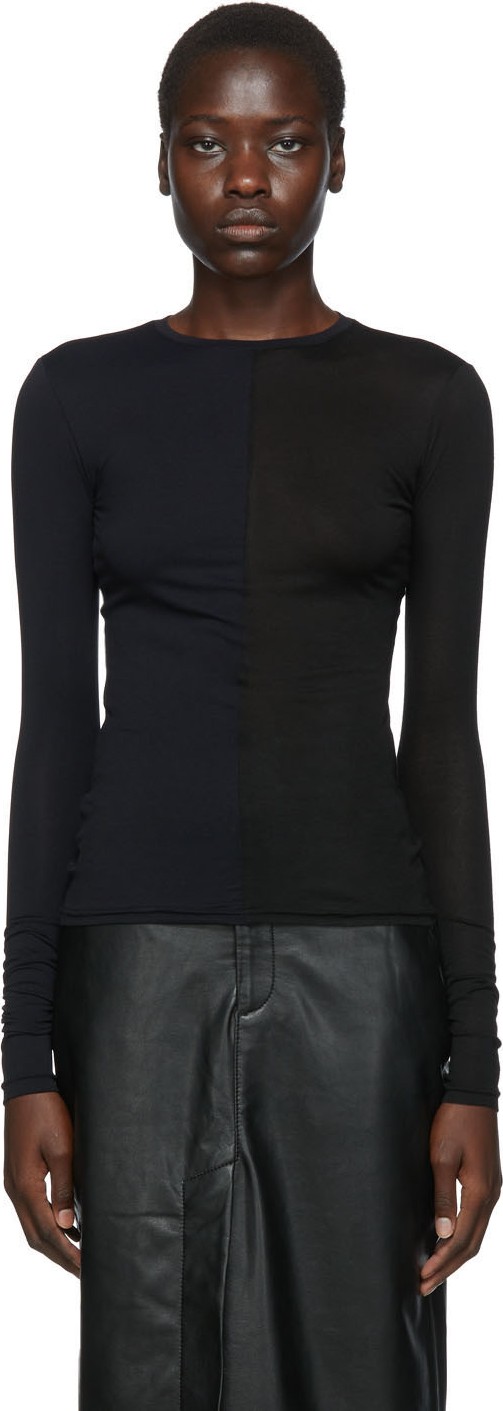 Markoo Black 'The Half/Half Top' Long Sleeve T-Shirt