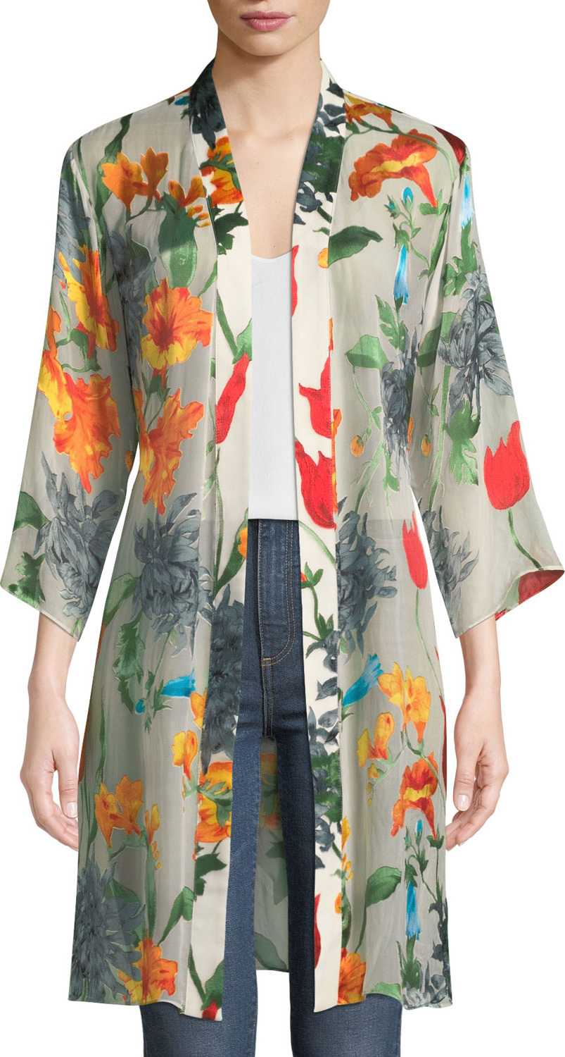Alice + Olivia Maylin Belted Floral-Print Robe Jacket