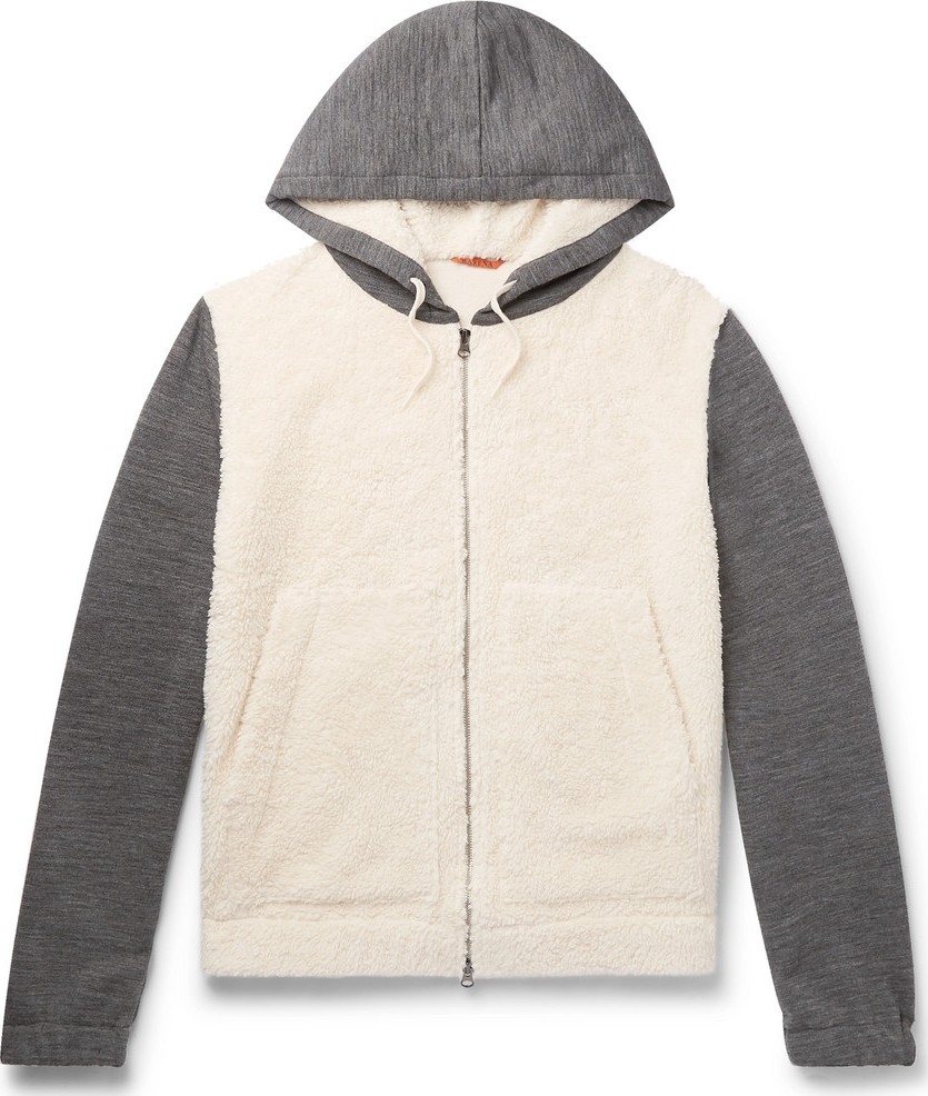 Barena Cotton-Blend Fleece and Mélange Wool-Blend Zip-Up Hoodie