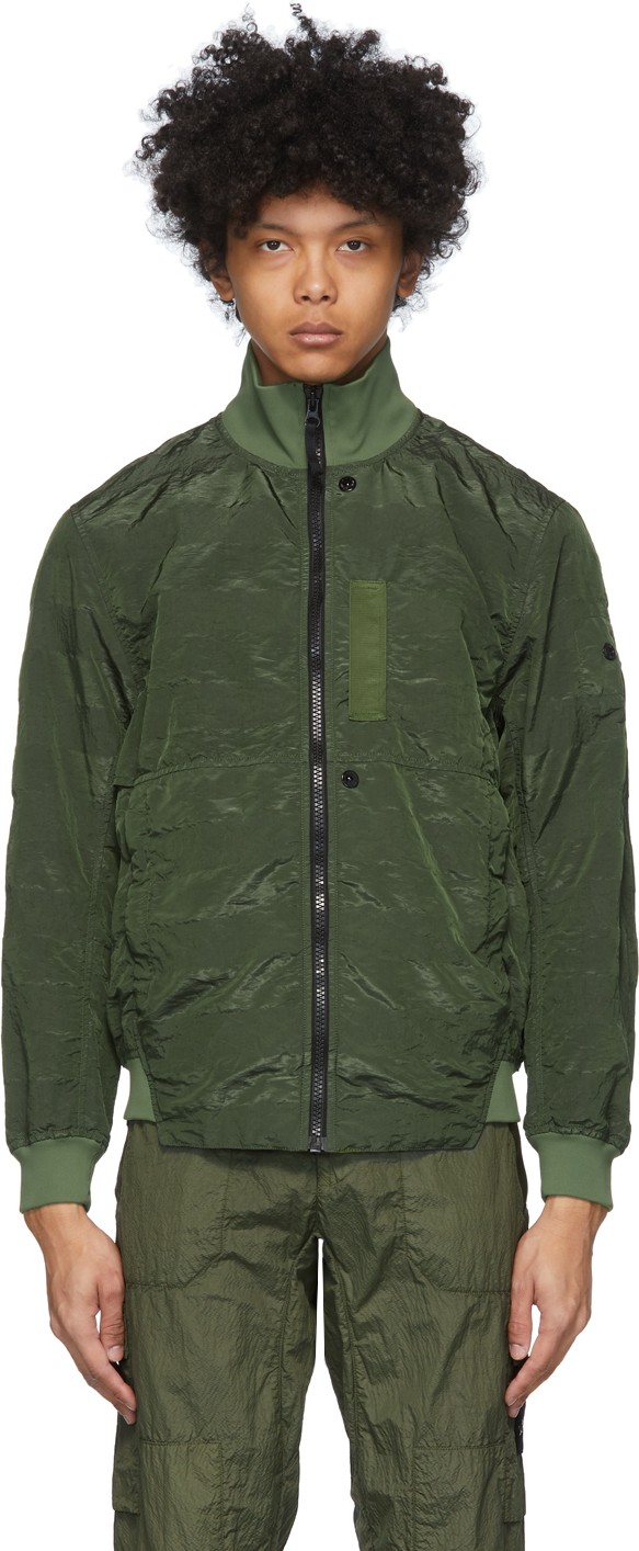 Stone Island Khaki Nylon Metal Bomber Jacket
