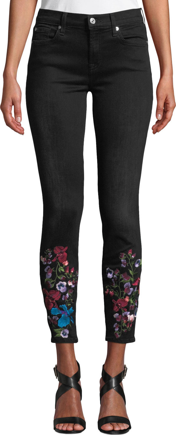 7 For All Mankind The Ankle Skinny Embroidered Jeans