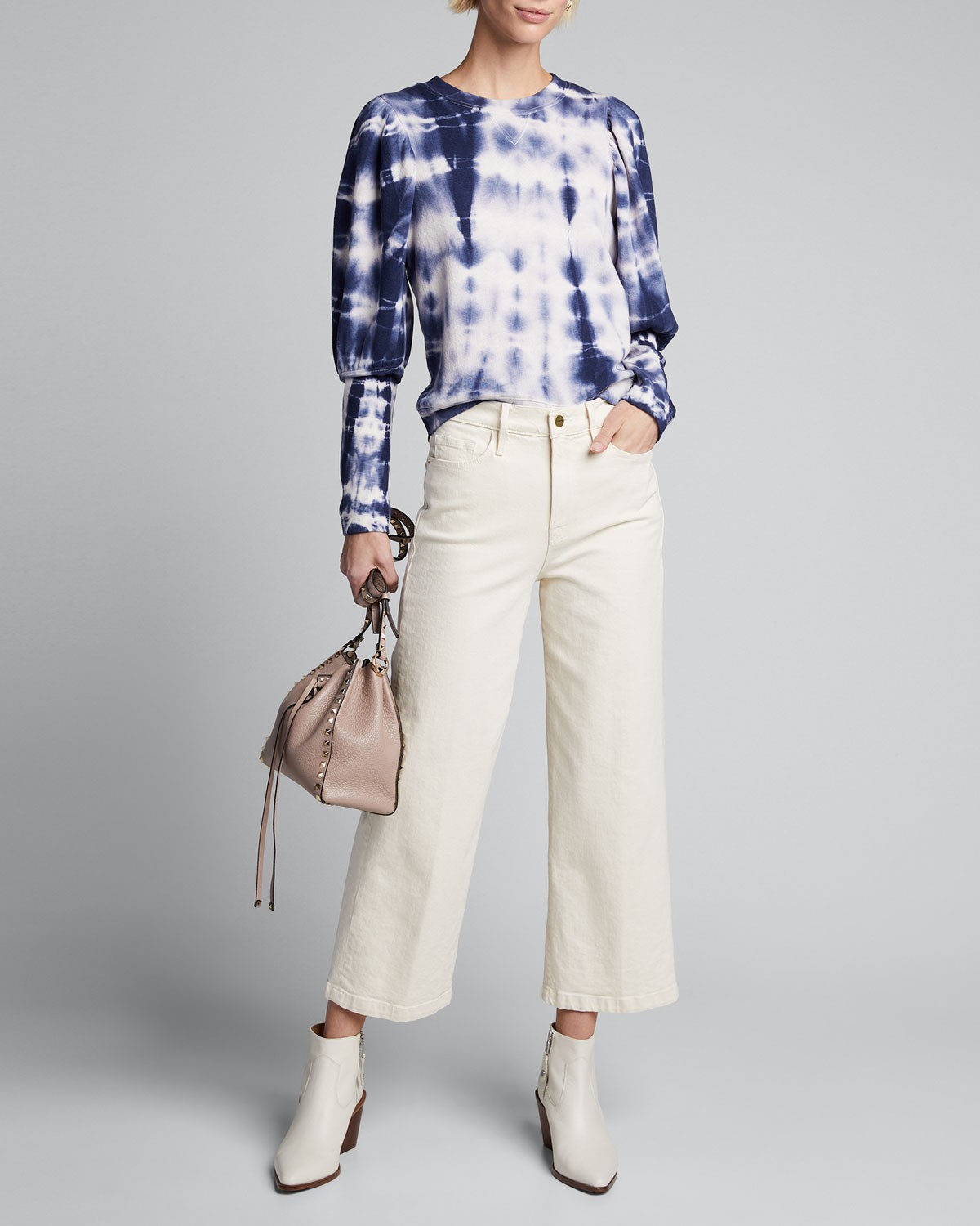 Ulla Johnson Philo Tie-Dye Puff-Sleeve Pullover Sweater