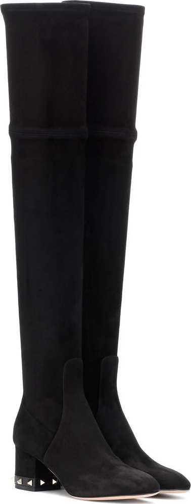 Valentino Valentino Garavani Rockstud suede over-the-knee boots