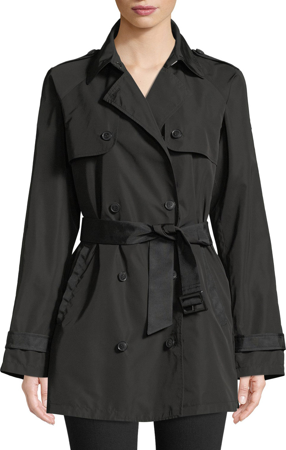Emporio Armani Zip-Front Hooded Peplum Raincoat