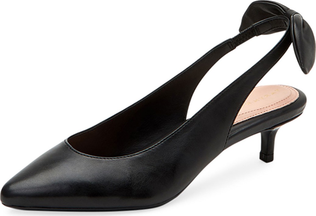 Taryn Rose Noelle Leather Slingback Pumps w/ Bow
