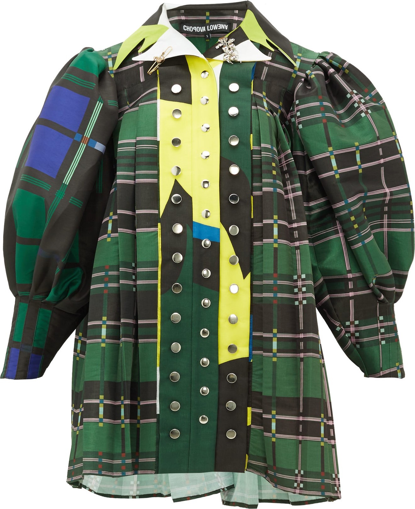 Chopova Lowena Tartan-print poplin dress