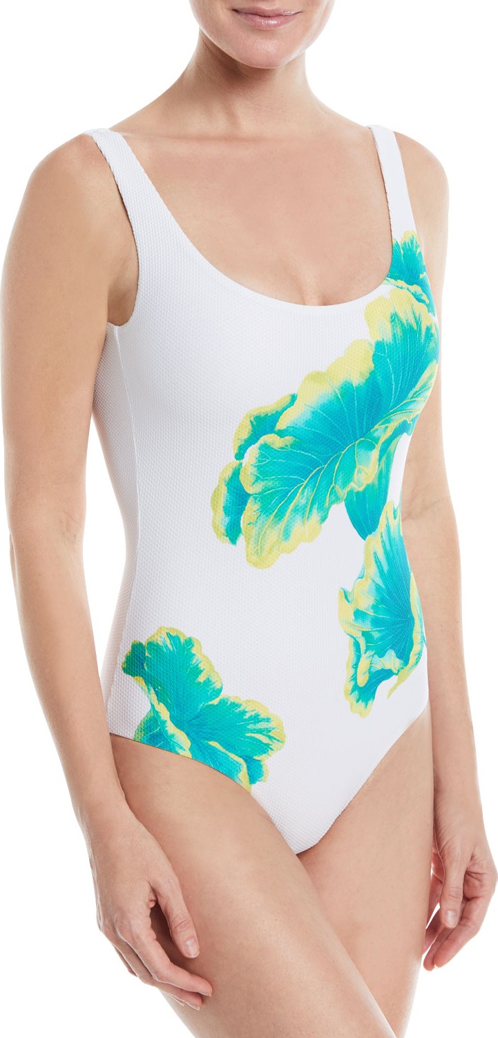 Onia Kelly Scoop-Neck Lily-Print One-Piece Swimsuit