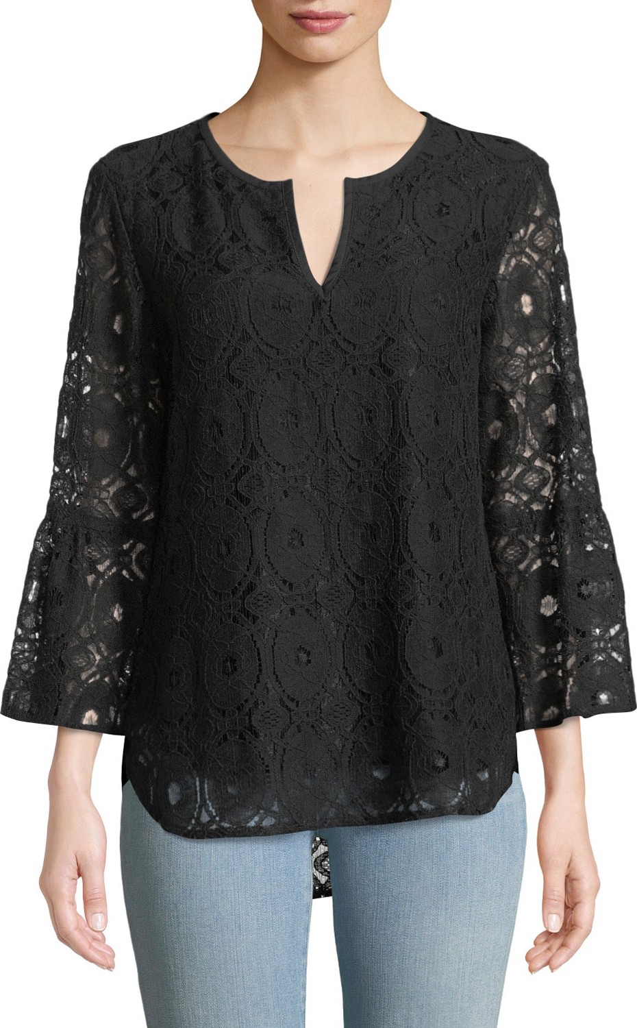 Finley Belle Chenille Lace 3/4-Sleeve Top
