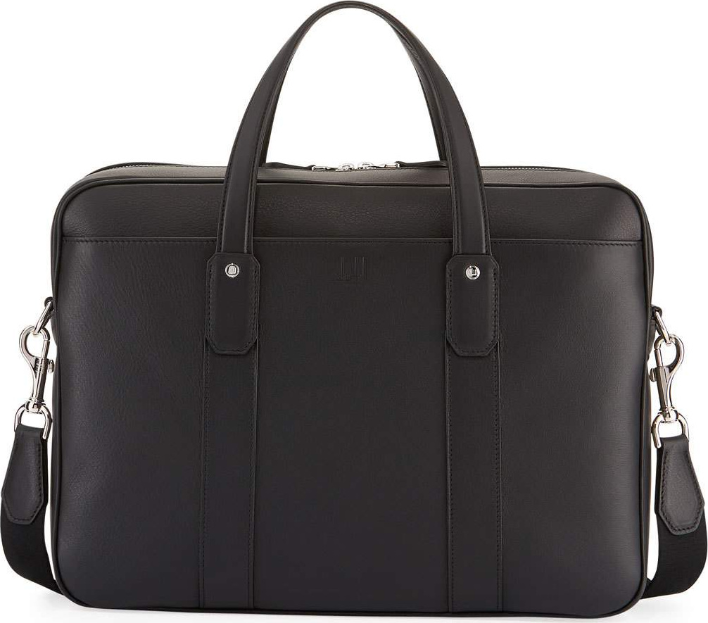Dunhill Hampstead Leather Document Briefcase, Black