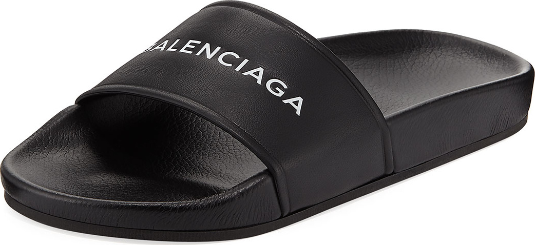 Balenciaga Logo Flat Pool Slide Sandal