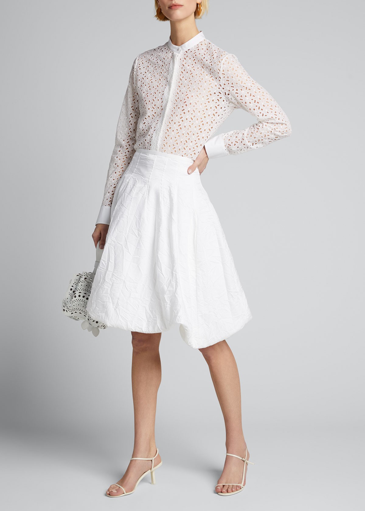 Theory Eyelet Button-Down Combo Shirt