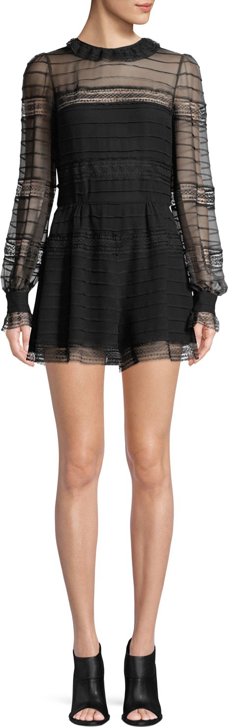 Zimmermann Fleeting Pintuck Long-Sleeve Romper Playsuit