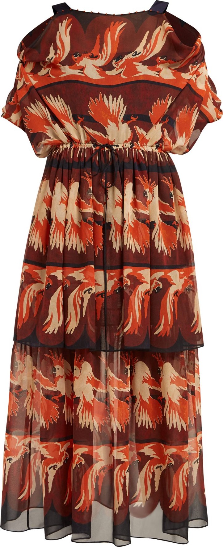 Fendi Parakeet-print georgette dress