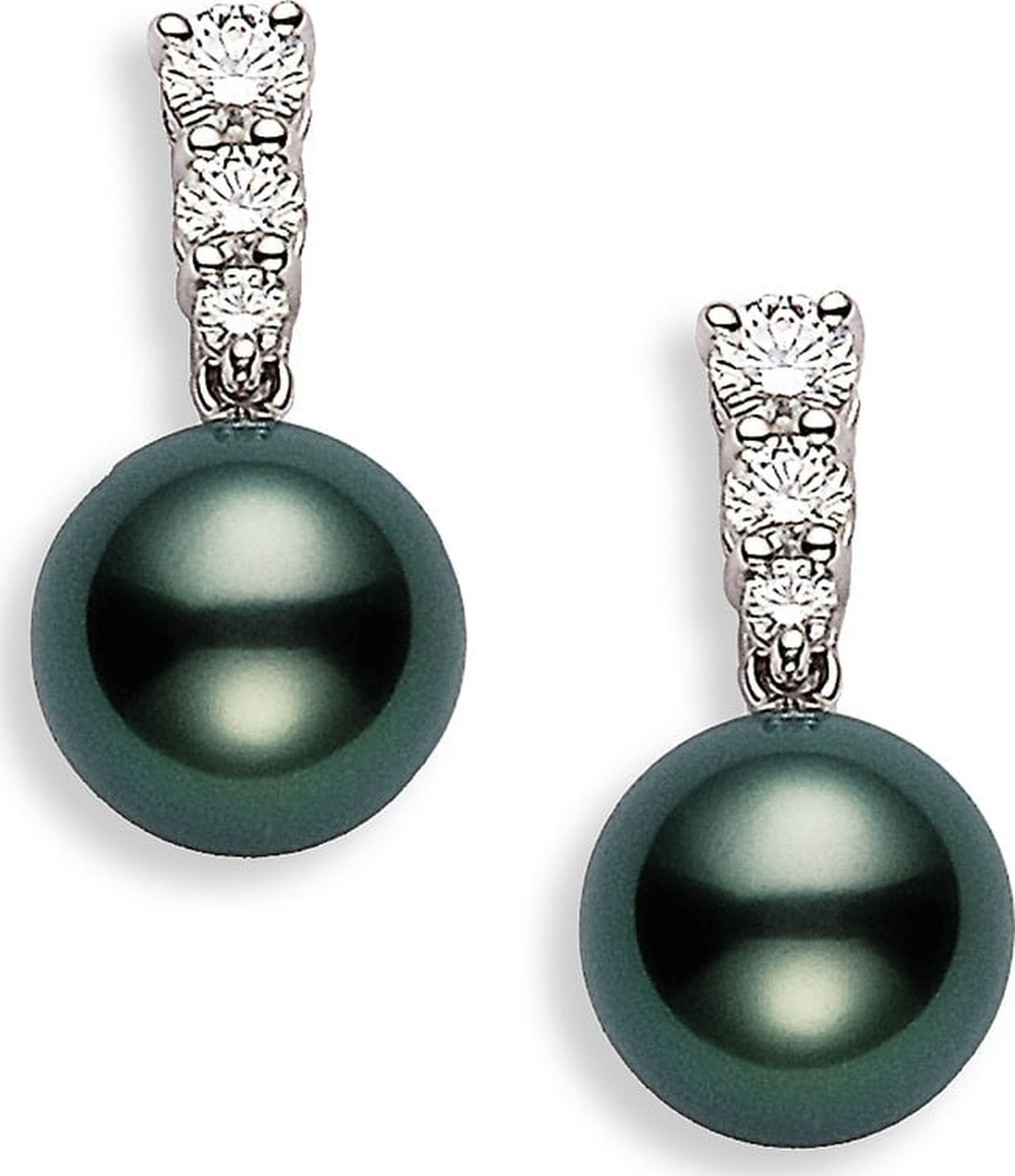Mikimoto 'Morning Dew' Black South Sea Cultured Pearl & Diamond Earrings