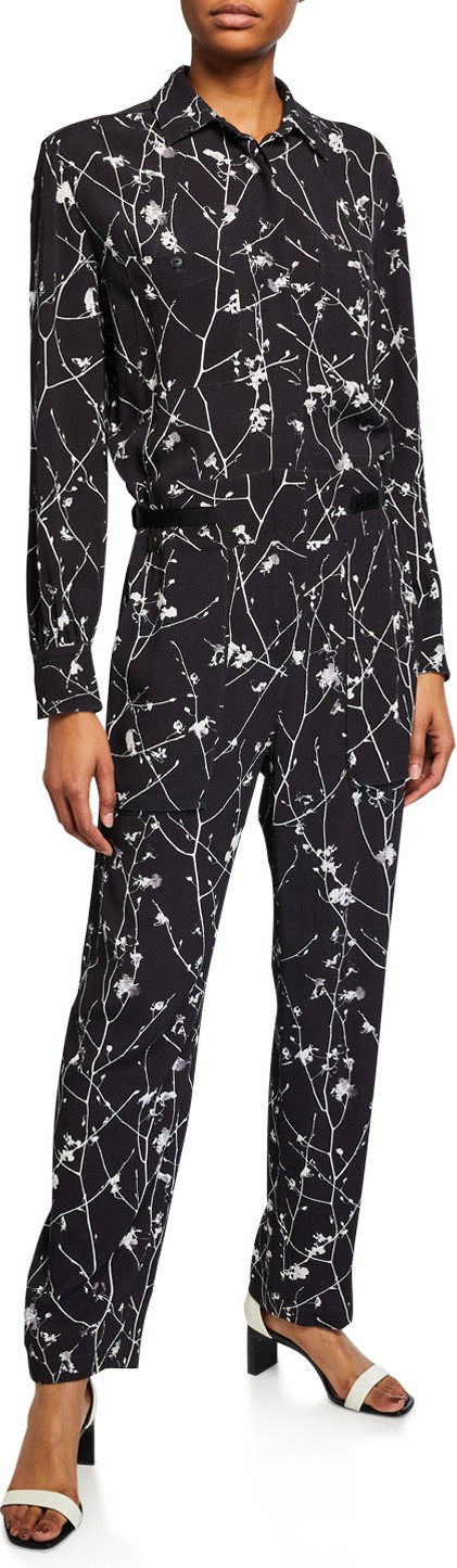 Rag & Bone Therese Printed Long-Sleeve Jumpsuit