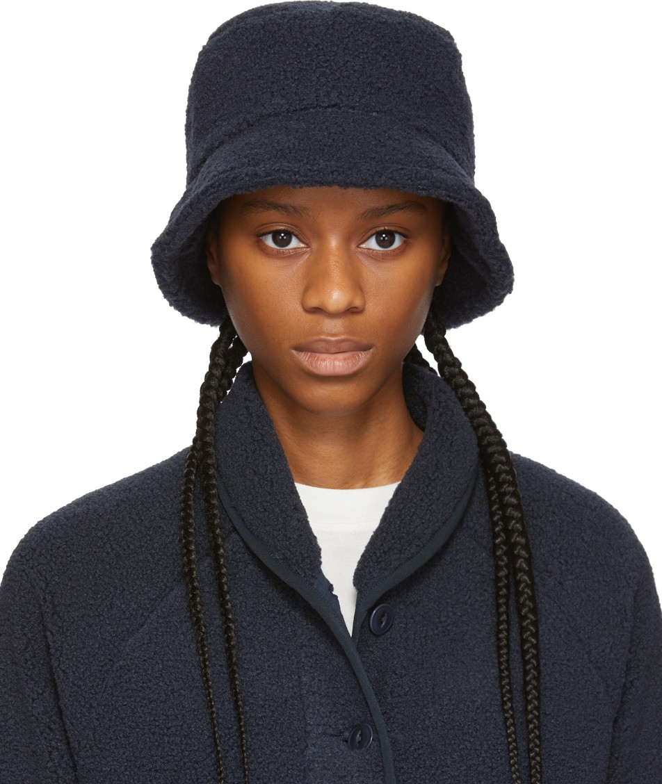 YMC Navy Sherpa Fleece Bucket Hat
