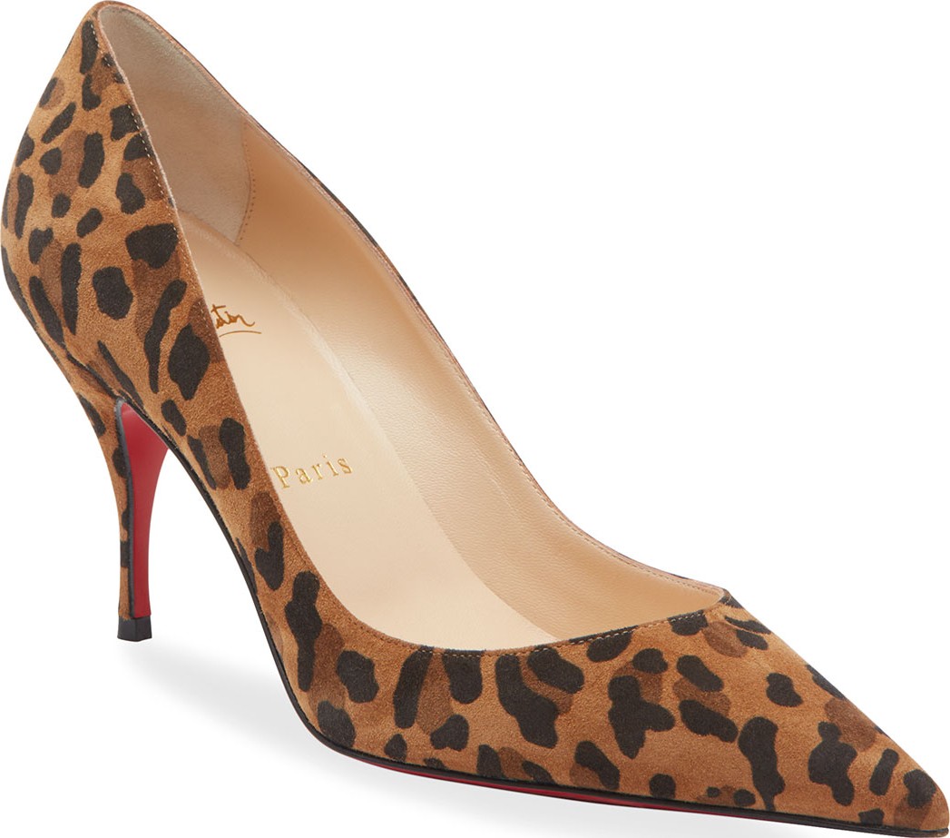 Christian Louboutin Clare 80 Leopard Suede Red Sole Pumps