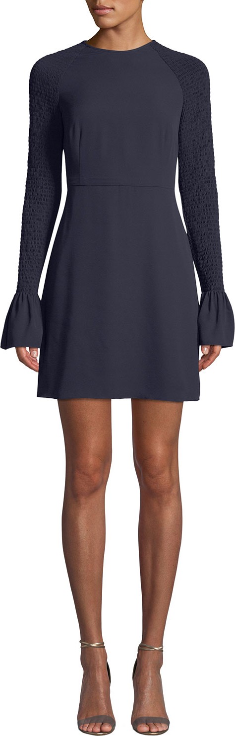 LIKELY Victoria Smocked Bell-Sleeve Cocktail Dress