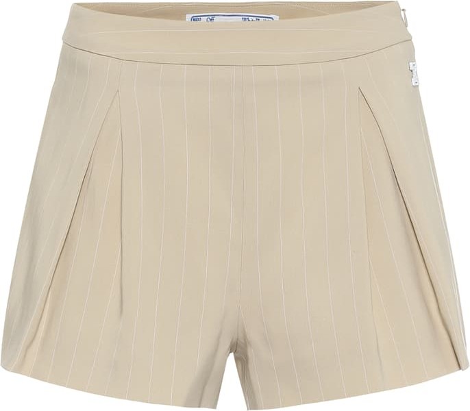 Off White High-rise cotton-blend shorts