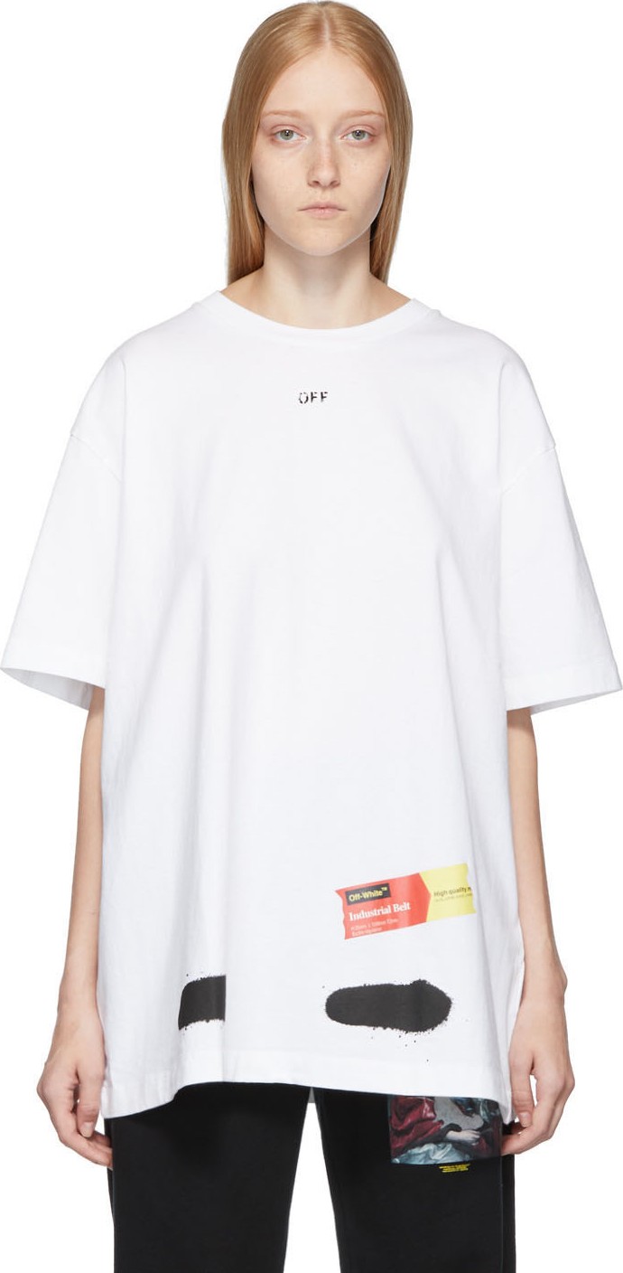 Off White SSENSE Exclusive White Incomplete Spray Paint T-Shirt
