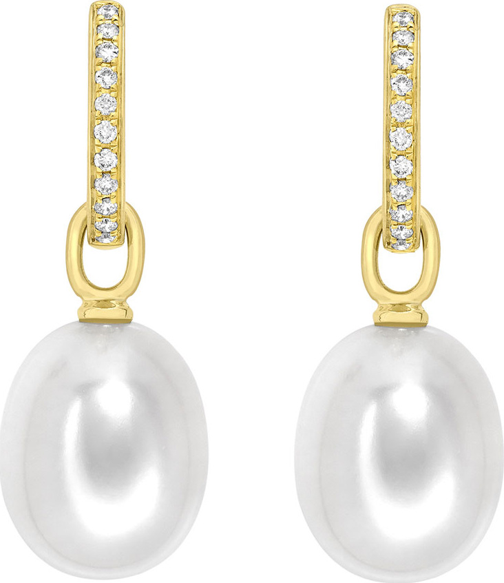 Kiki McDonough 18K Yellow Gold & Detachable Pearl Earrings with Diamonds