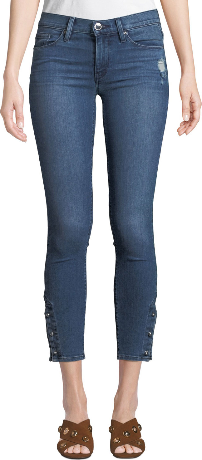Hudson Nico Mid-Rise Cropped Skinny Jeans with Pierced Hem