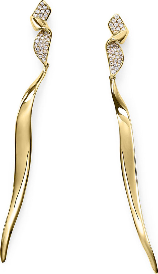 IPPOLITA 18k Gold Stardust Twist Ribbon Earrings w/ Diamonds