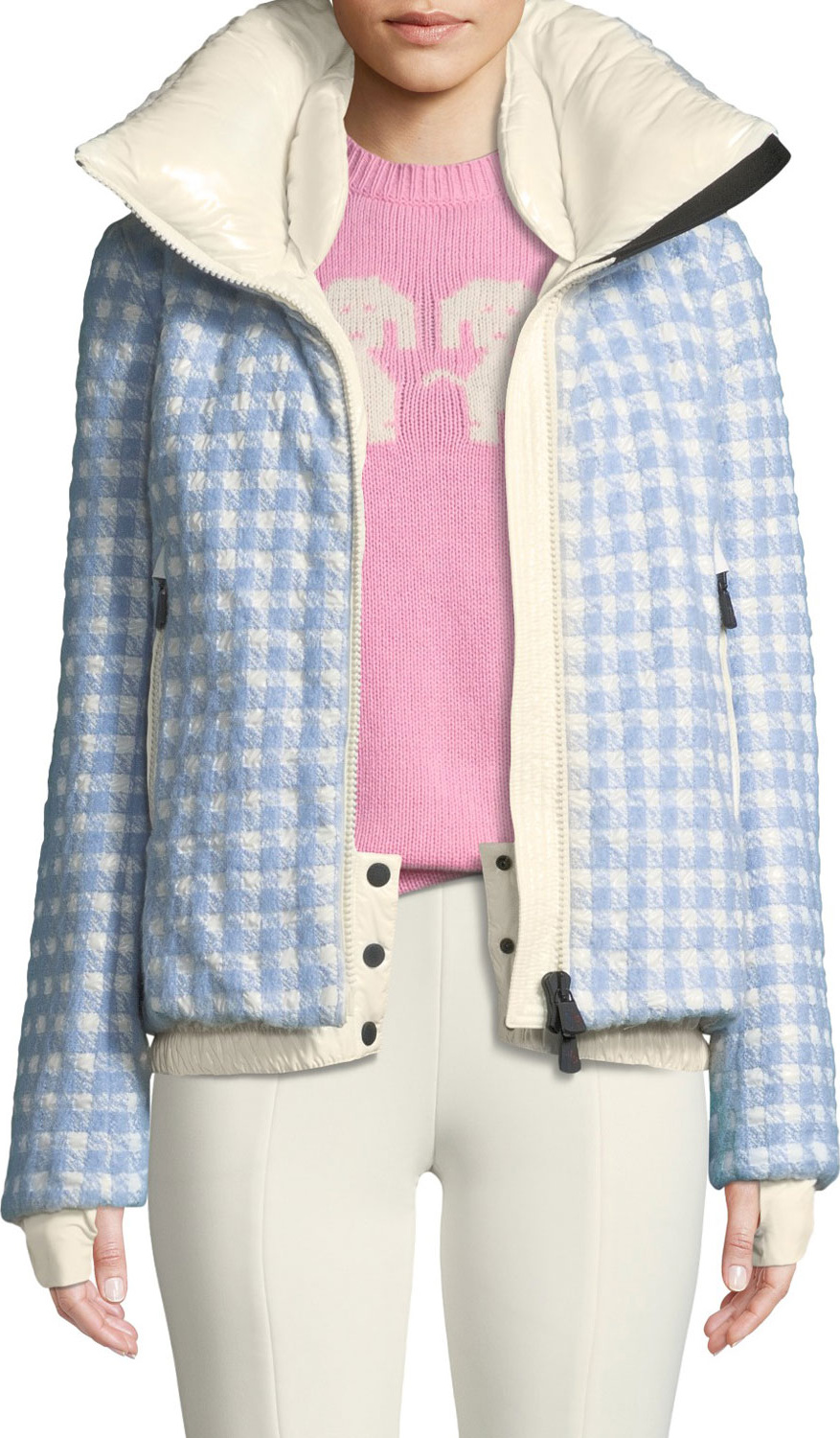 Moncler Mufule Hooded Check Puffer Jacket