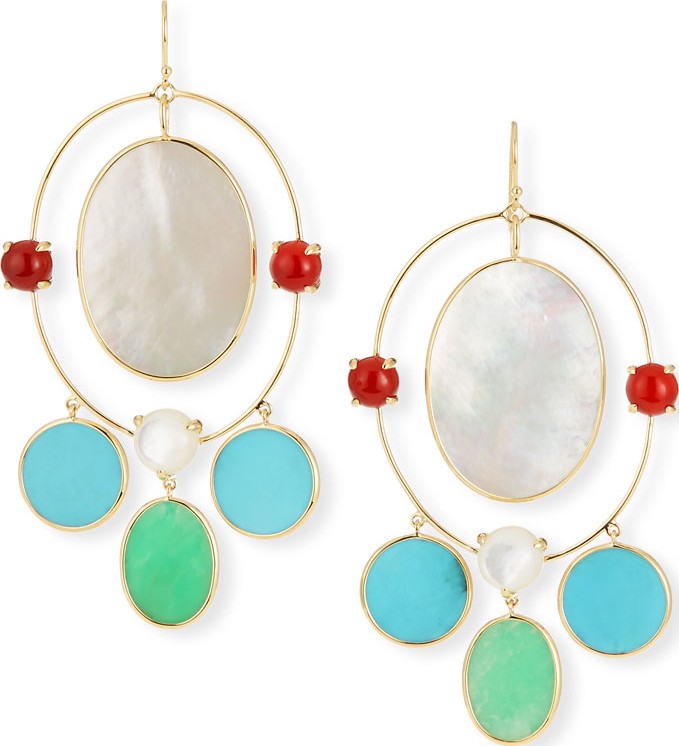 IPPOLITA Nova 18k Gold Large Oval Orbit Earrings in Riviera Sky