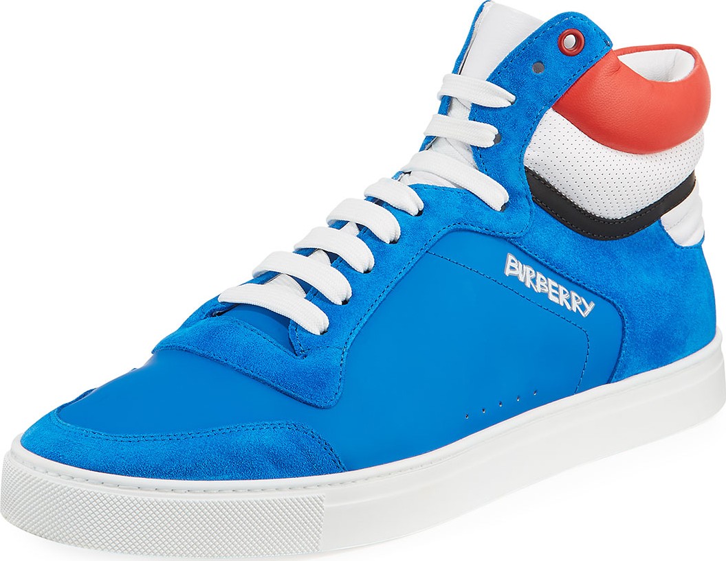 Burberry London England Men's Reeth Suede High-Top Sneakers