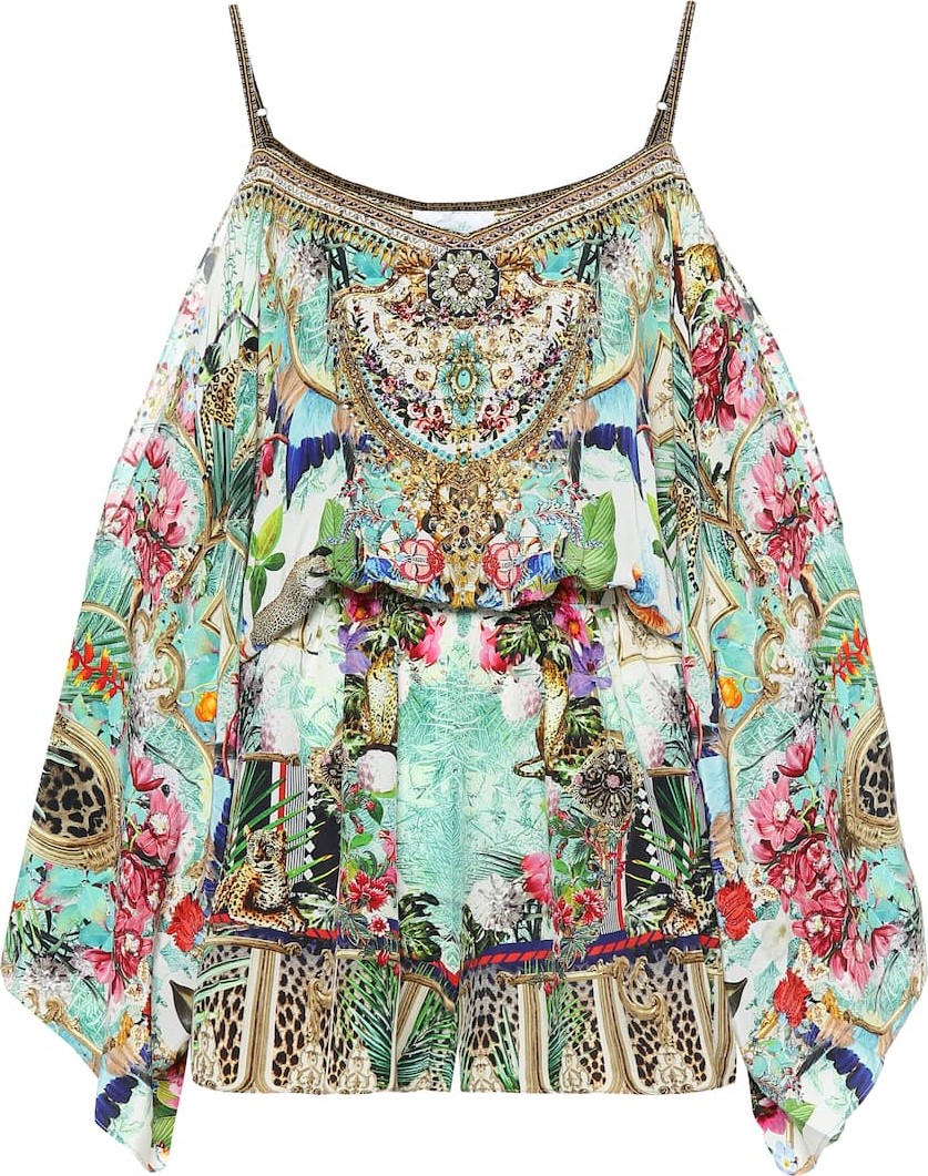 Camilla Embellished silk playsuit