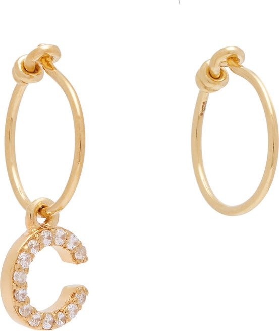 Theodora Warre Mismatched C-charm gold-plated hoop earrings