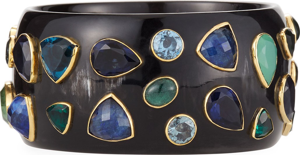Ashley Pittman Dark Horn & Blue Stone Bangle
