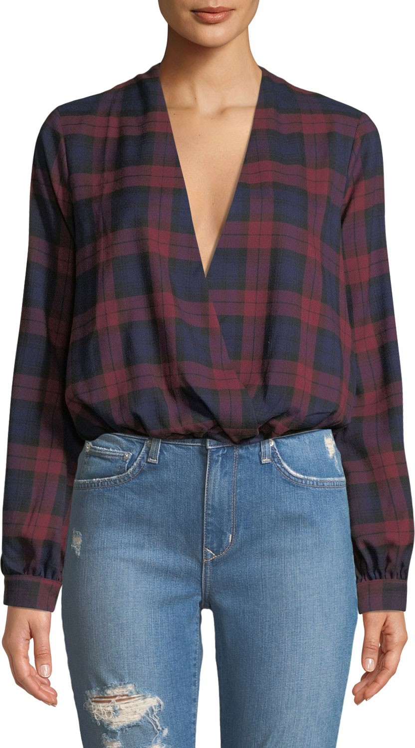 Lovers + Friends Whisper Plaid Chiffon Cropped Top