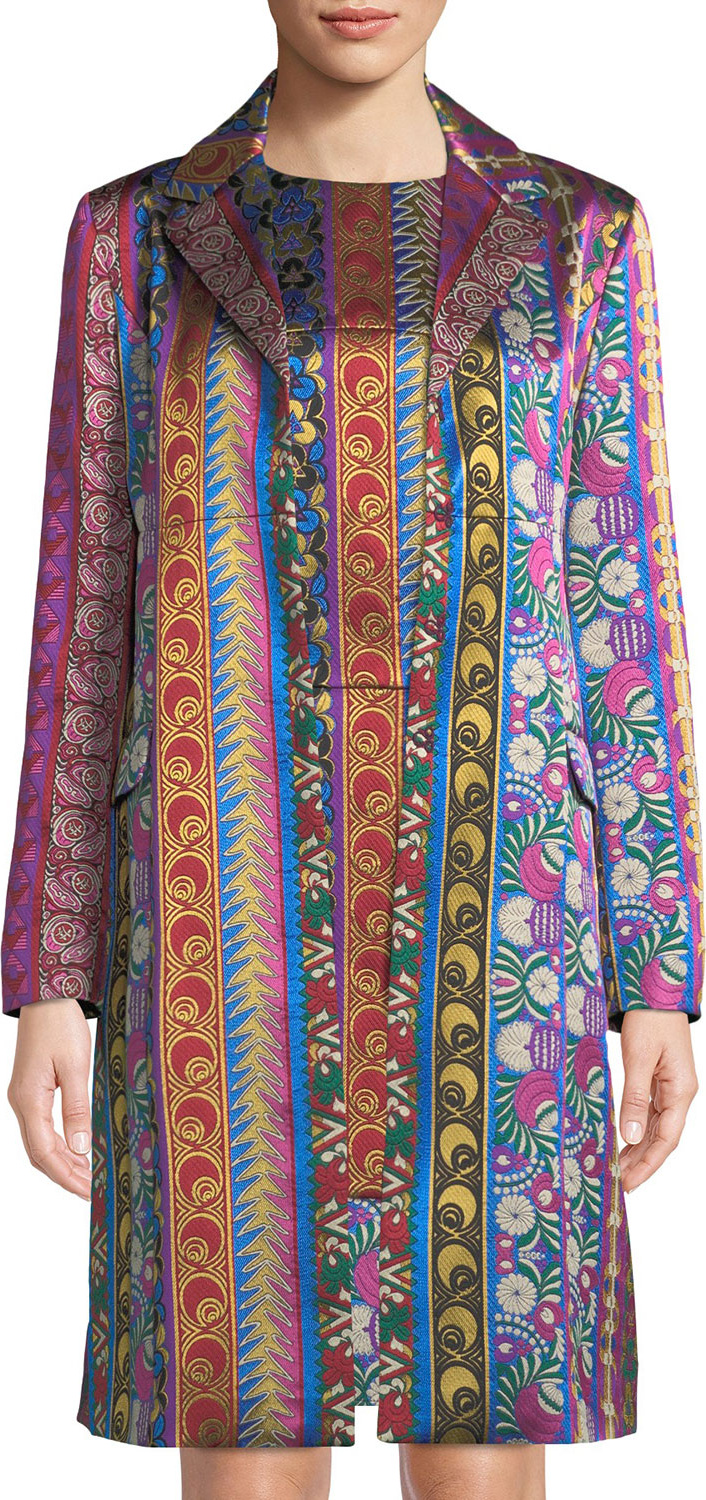 Etro Multi-Ribbon Jacquard Hook-Front Topper Jacket