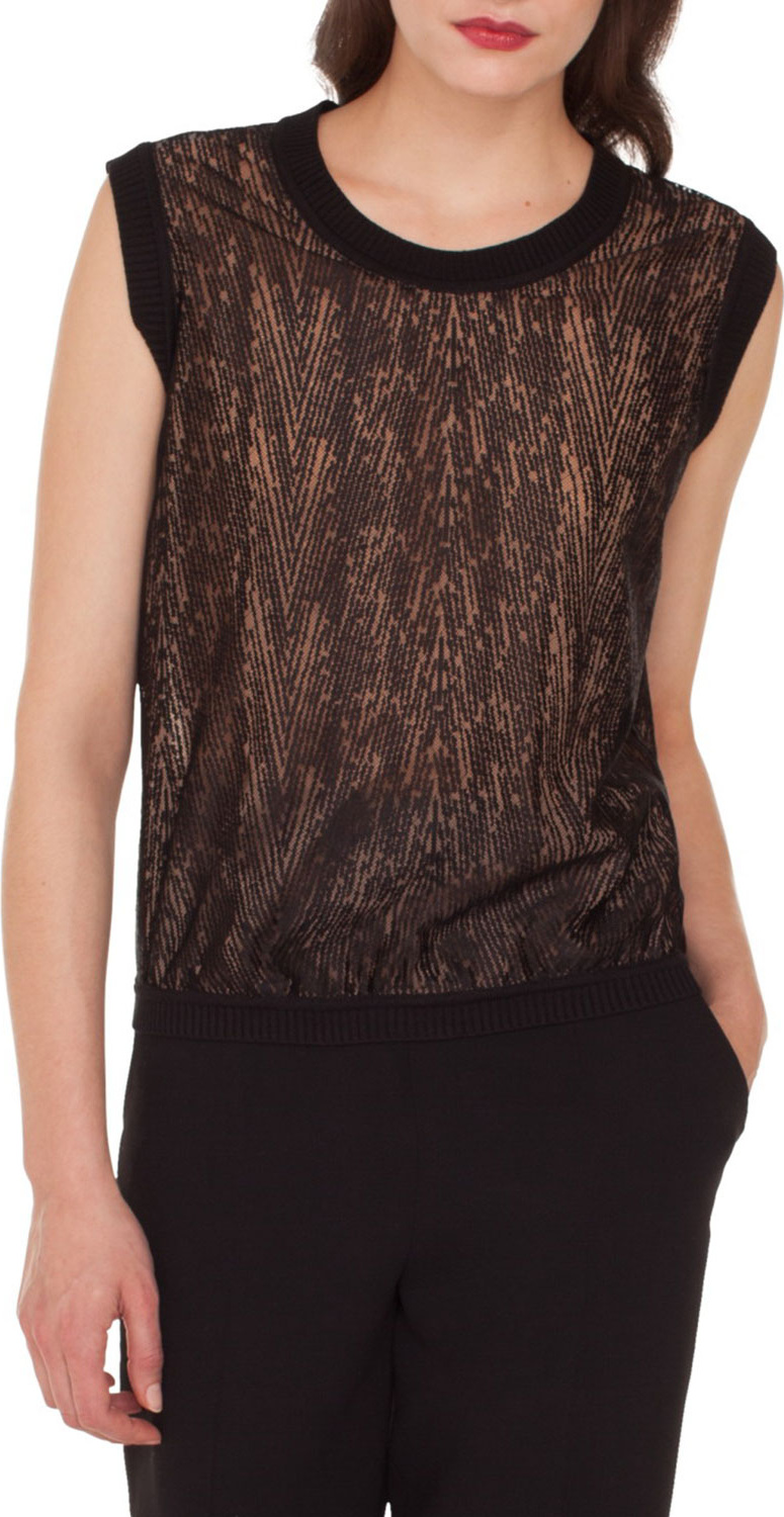 Akris Sleeveless Crewneck Lace Tank