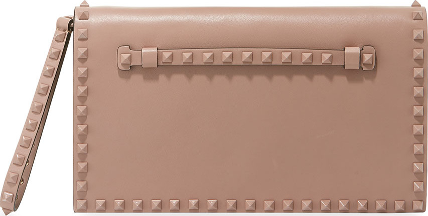Valentino Monochrome Rockstud Leather Wristlet Clutch Bag