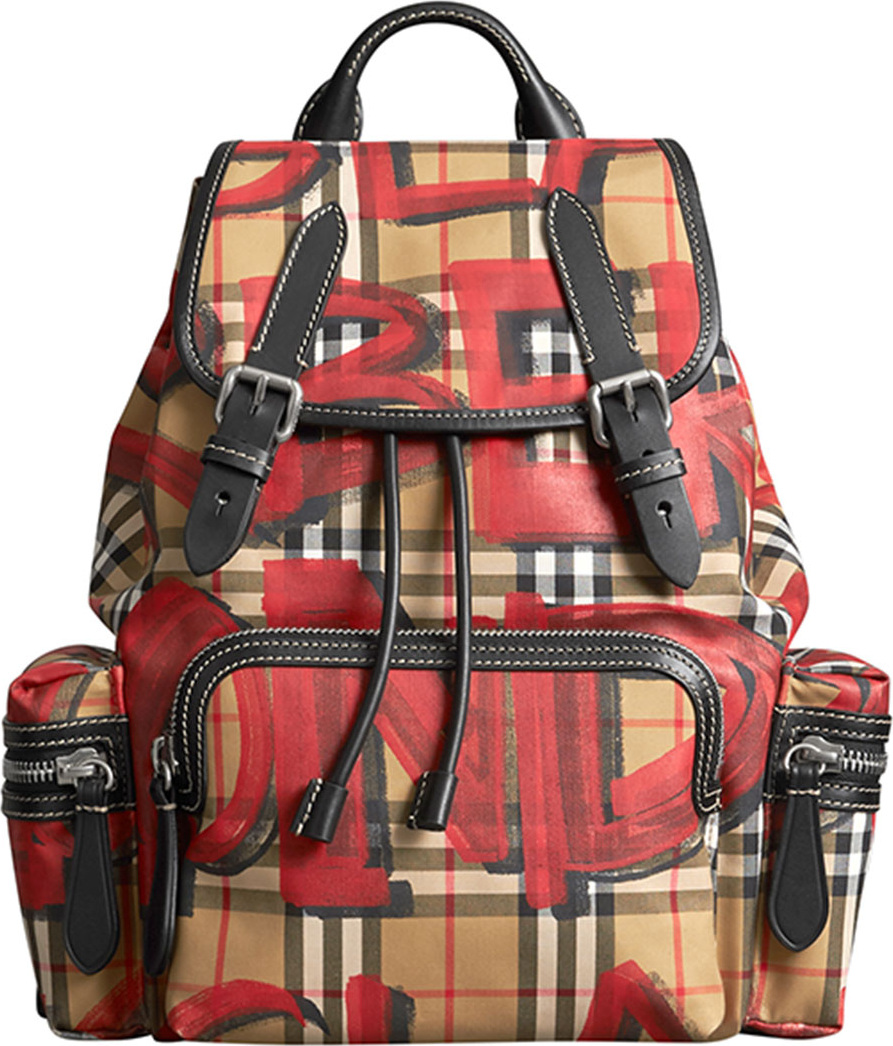 Burberry London England Graffiti-Print Medium Rucksack Backpack