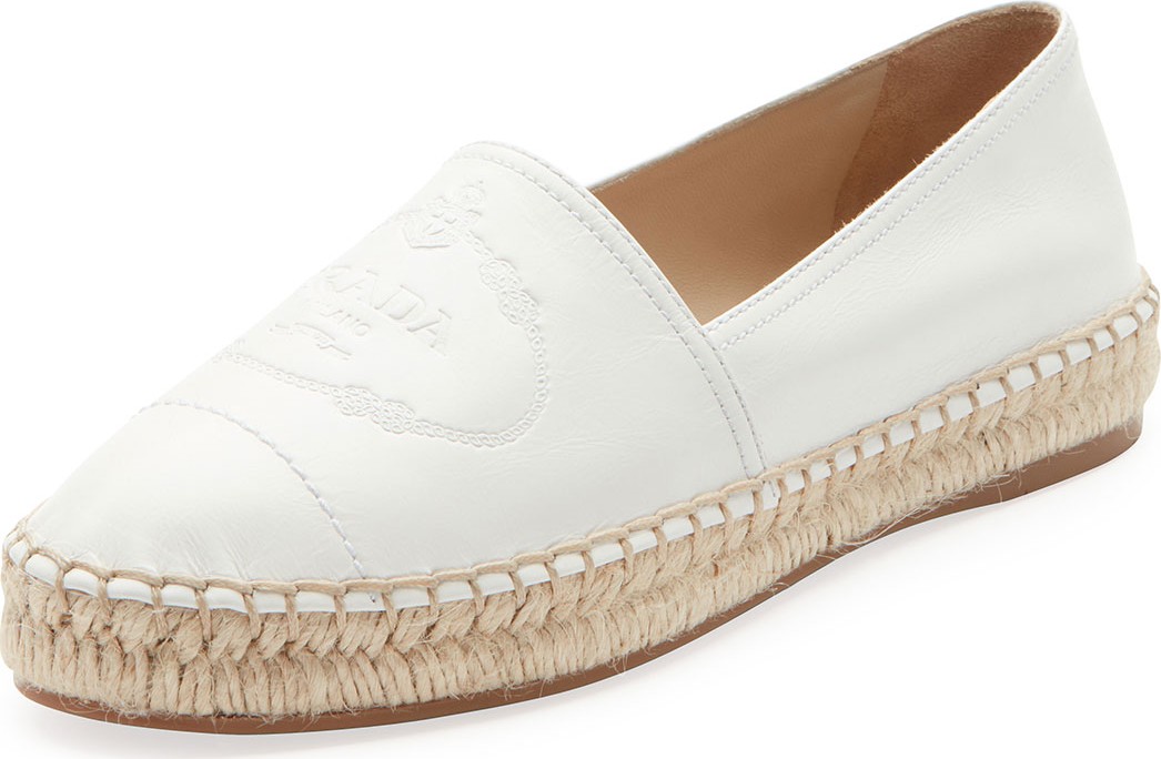 Prada Slip-On Leather Logo Espadrilles