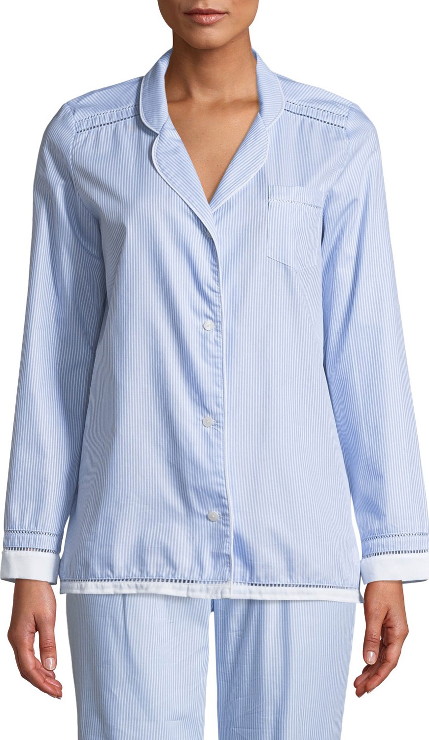 Maison Lejaby Pyjama Ladder-Stitched Long-Sleeve Shirt