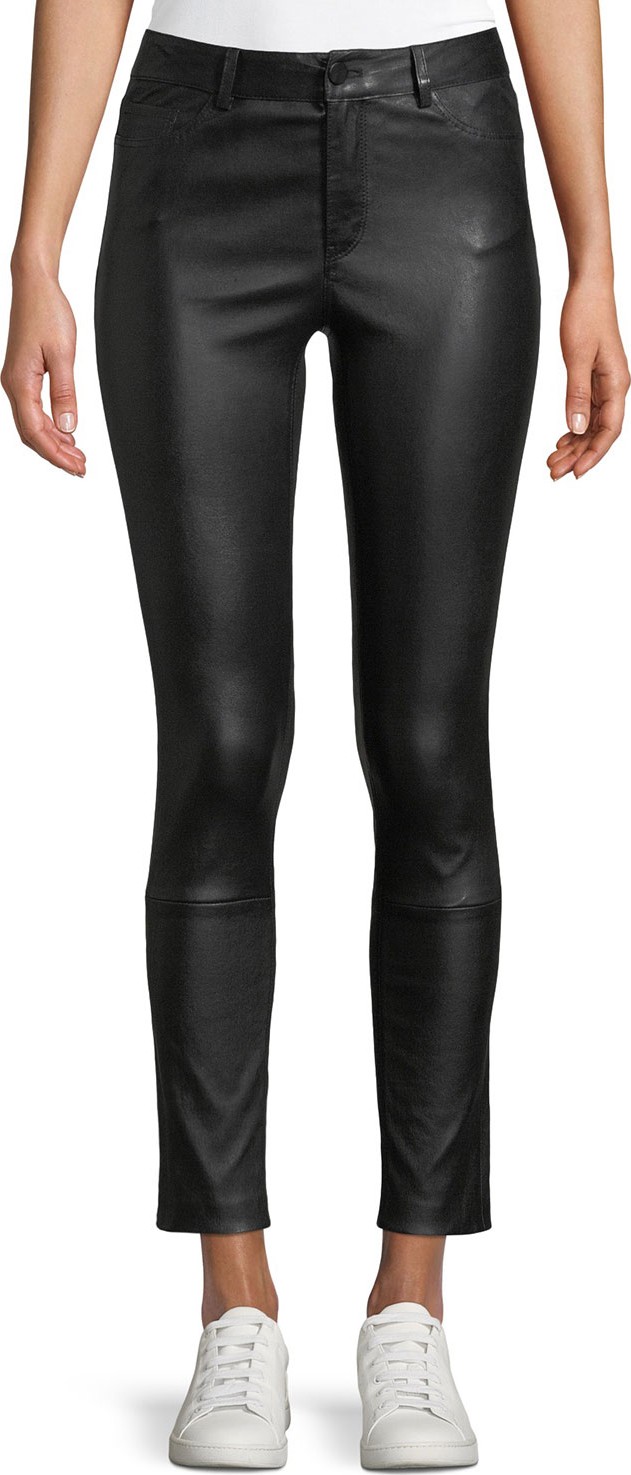 Theory Five-Pocket Skinny Bristol Leather Cropped Pants