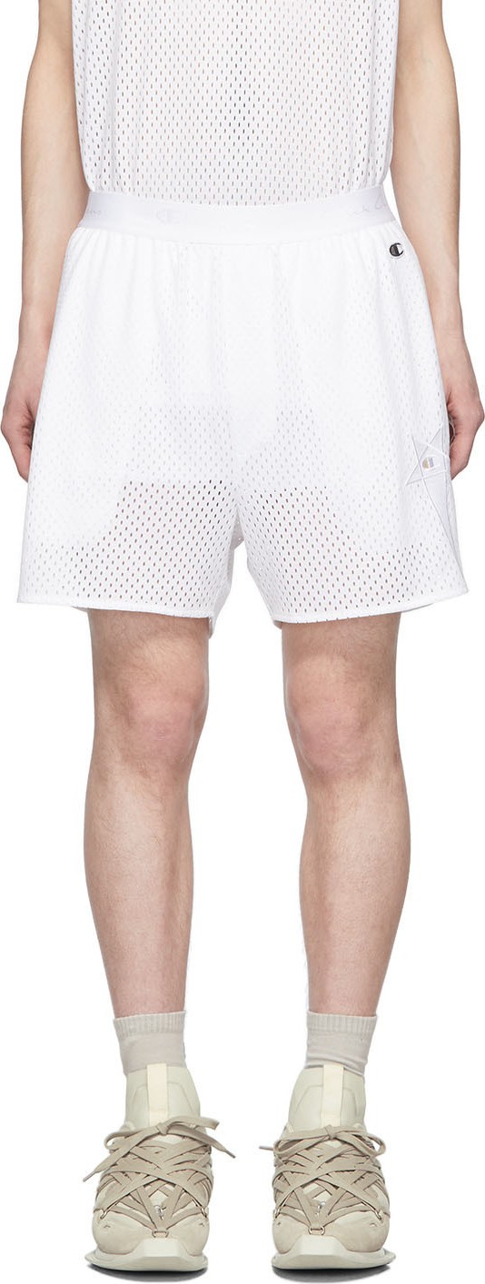 Rick Owens White Champion Edition Mesh Basketball Shorts