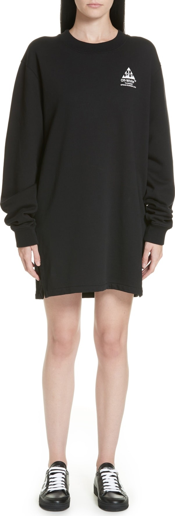 Off White Carryover Cotton Sweatshirt Dress