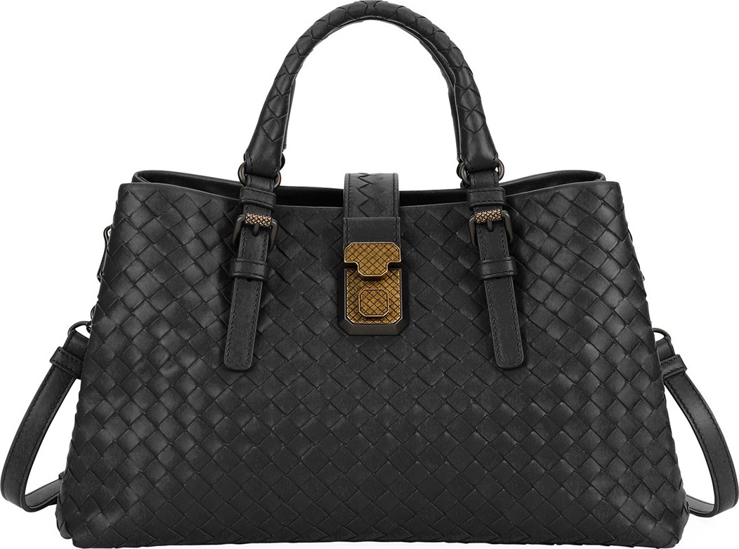 Bottega Veneta Roma Small Woven Top Handle Bag