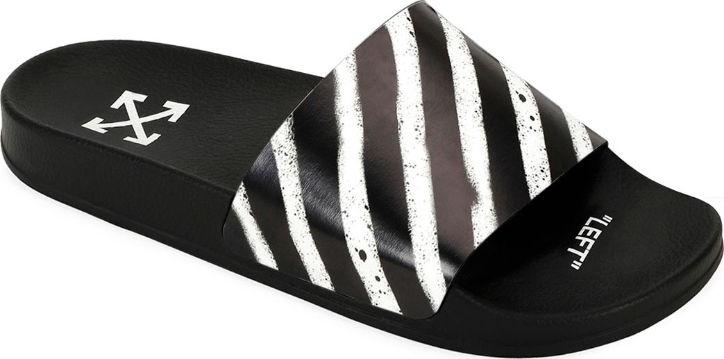 Off White Men's Spray-Stripe Pool Slide Sandals